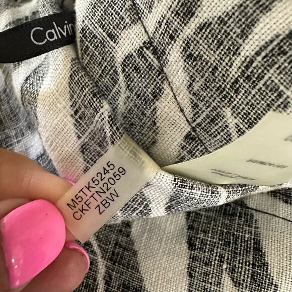 Calvin Klein Womens size XS Zebra Print 100% Linen Cropped Pants Black White NEW - Picture 12 of 14